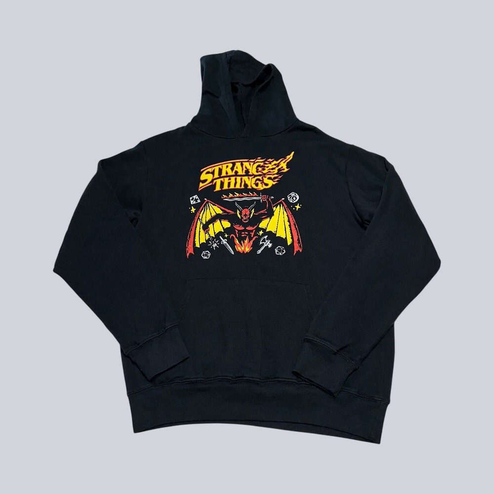 Stranger Things Netflix Hoodie Men’s M Black Demon D&D Graphic Pullover